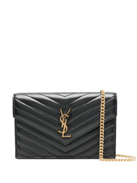 Saint Laurent Cassandre chevron chain mini bag - Black - zdjęcie produktu nr 1