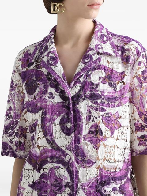 Dolce & Gabbana Majolica-print lace shirt - Purple
