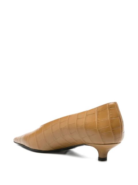 TOTEME 20mm croc-embossed pointed-toe pumps - Neutrals