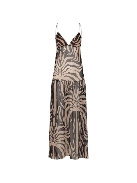 Johanna Ortiz Georgette zebra-print maxi dress - Black - zdjęcie produktu nr 1
