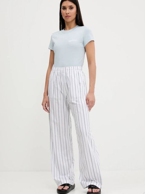 Abercrombie & Fitch spodnie bawełniane damskie kolor biały proste high waist KI156-5289 - zdjęcie produktu nr 2