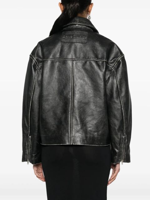 Acne Studios distressed-effect biker jacket - Black