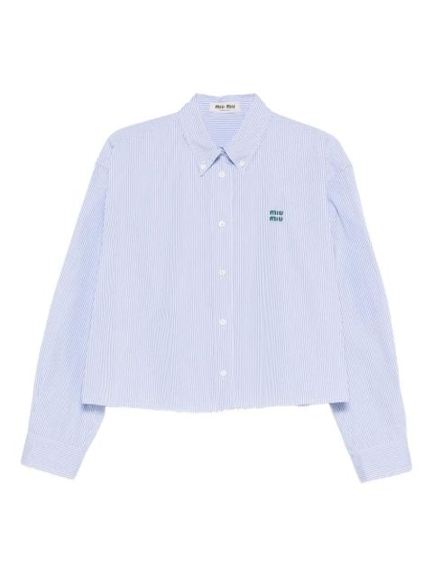 Miu Miu striped logo-embroidered shirt - Blue - zdjęcie produktu nr 1
