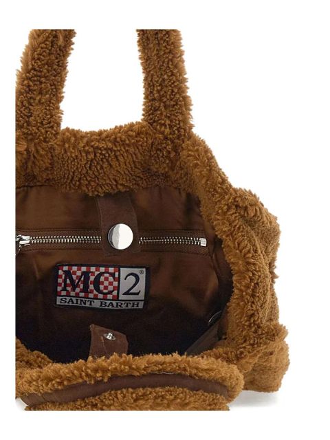 MC2 Saint Barth logo-embroidered Teddy tote bag - Brown