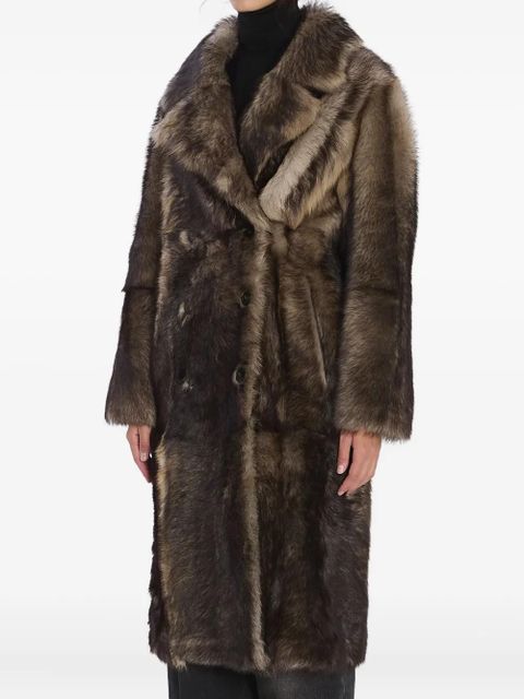 Yves Salomon double-breasted lamb fur coat - Grey