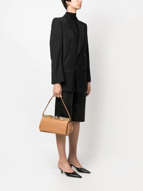 Aquazzura Twist leather clutch bag - Brown