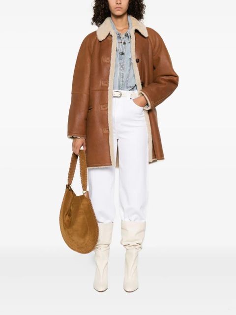 ISABEL MARANT shearling-trim coat - Brown - zdjęcie produktu nr 2