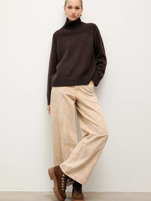 Answear.LAB botki zamszowe kolor brązowy na platformie - zdjęcie produktu nr 2