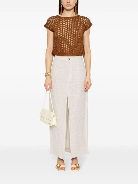 DRAGON DIFFUSION knitted leather top - Brown