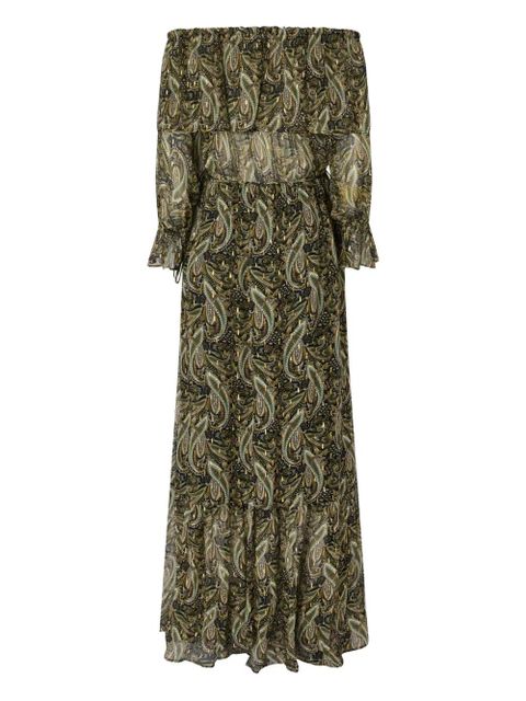 PINKO paisley-print off-shoulder maxi dress - Green - zdjęcie produktu nr 1