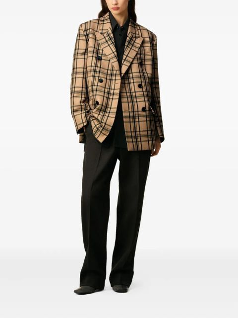 AMI Paris checked double-breasted blazer - Neutrals