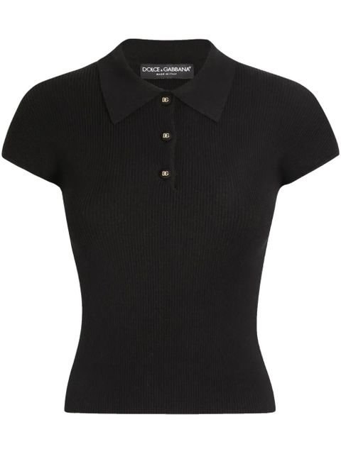 Dolce & Gabbana ribbed polo top - Black - zdjęcie produktu nr 1
