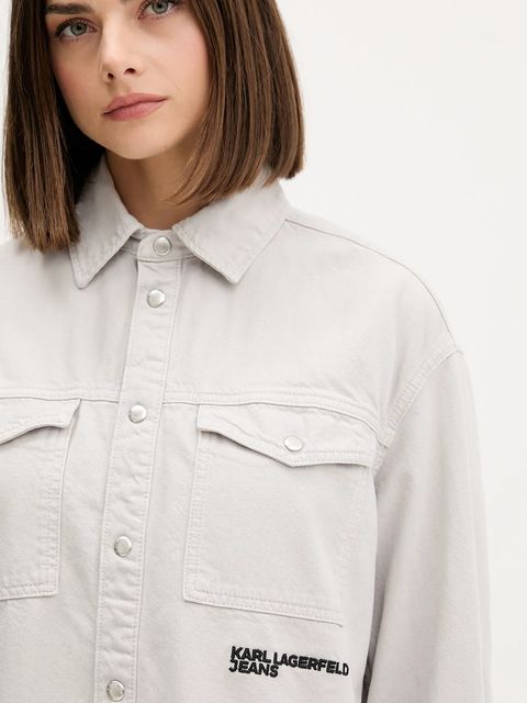 Karl Lagerfeld Jeans koszula jeansowa damska relaxed z kołnierzykiem klasycznym A4W11033