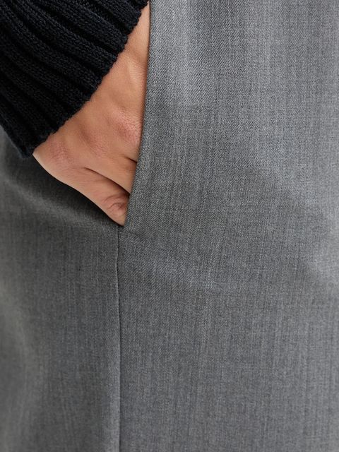 Weekend Max Mara spodnie z dodatkiem wełny PETRA damskie kolor szary proste high waist 2525136032600