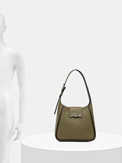 Karl Lagerfeld torebka skórzana K/SIGNATURE kolor zielony A1W30434