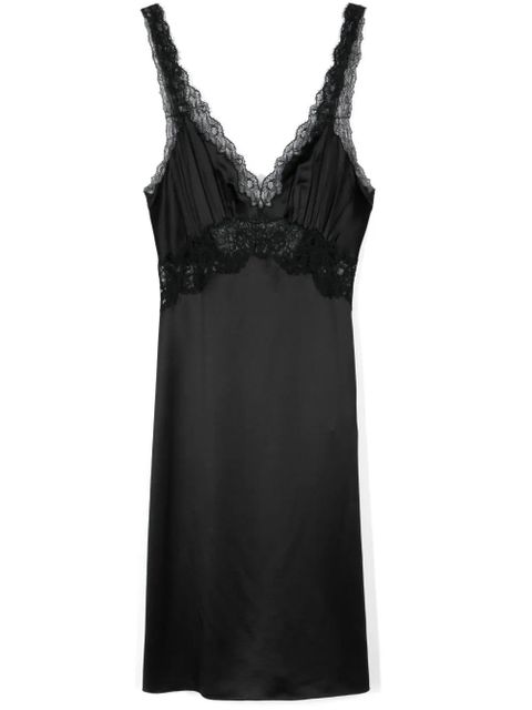 Saint Laurent lace-panel midi dress - Black - zdjęcie produktu nr 1