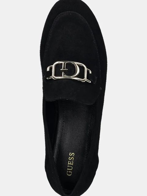 Guess mokasyny zamszowe MARTYNAS damskie kolor czarny na platformie FLPMAR SUE14