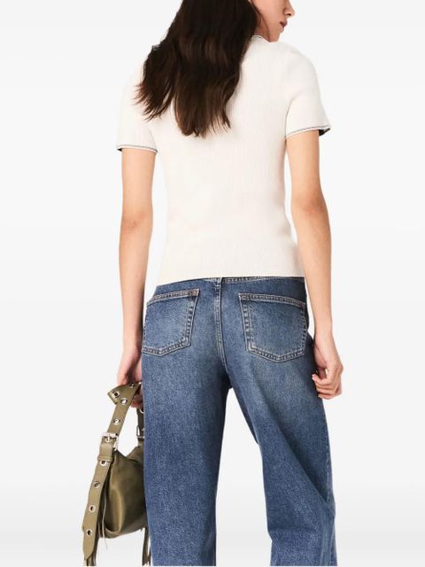 Maje ribbed-knit polo shirt - White