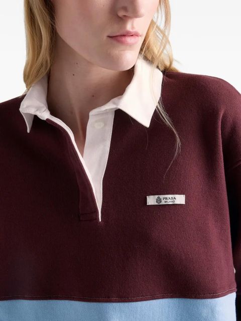 Prada long-sleeved cotton fleece polo shirt - Red