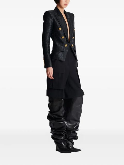 Balmain crocodile-jacquard six-buttons blazer - Black