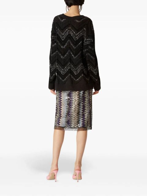 Missoni Zigzag sequin-overlay midi skirt - Neutrals
