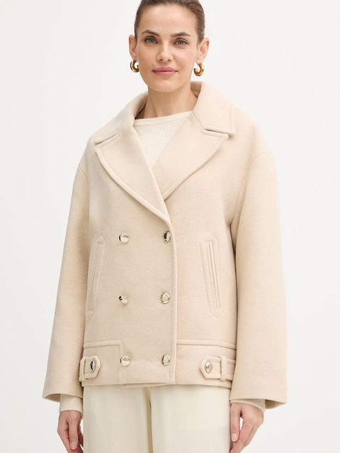 Morgan płaszcz z dodatkiem wełny kolor beżowy GMOON - zdjęcie produktu nr 1