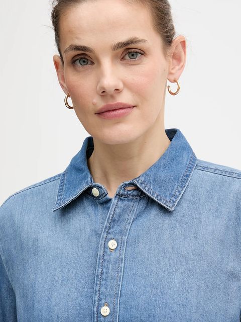 Calvin Klein Jeans koszula jeansowa damska kolor niebieski regular z kołnierzykiem klasycznym LV047E902G