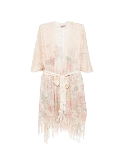 TWINSET floral-print fringed beach cover-up - Neutrals - zdjęcie produktu nr 1