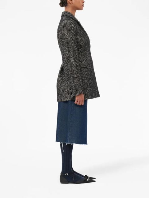 GANNI herringbone belted blazer - Grey