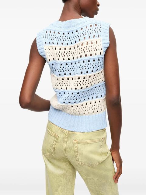 GANNI striped knit tank top - Blue