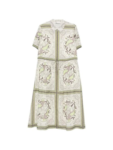 Tory Burch bird paisley midi dress - Neutrals - zdjęcie produktu nr 1