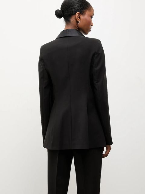 Answear.LAB marynarka kolor czarny jednorzędowa gładka