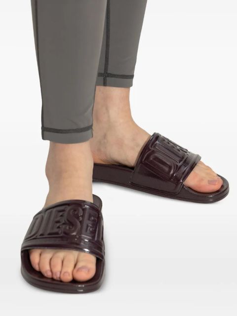 Diesel SA-Mayemi logo-embossed slides - Brown