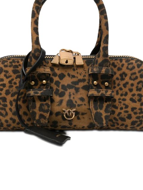 PINKO leopard-print padlock tote bag - Brown