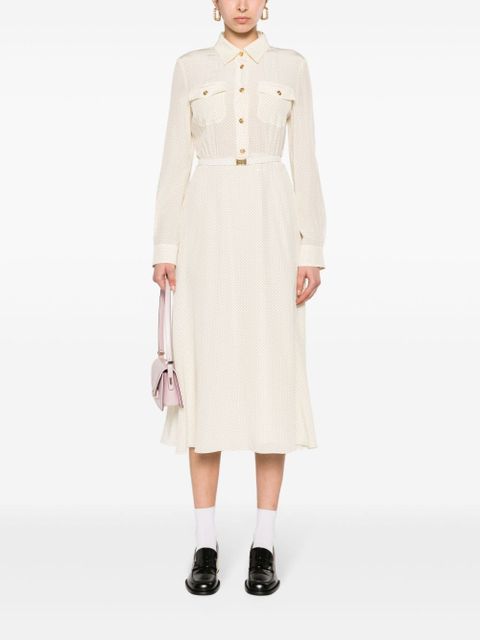 Miu Miu micro-dot crepe midi dress - Neutrals - zdjęcie produktu nr 2