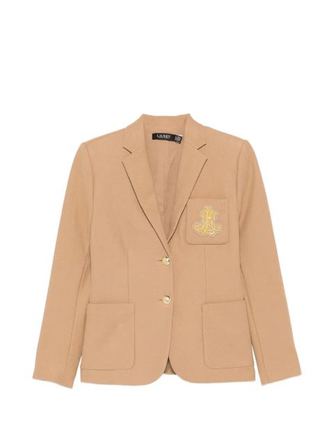 Lauren Ralph Lauren embroidery-detail chest-pocket blazer - Neutrals - zdjęcie produktu nr 1