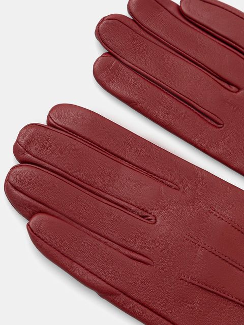 Answear.LAB rękawiczki skórzane damskie kolor bordowy - zdjęcie produktu nr 2