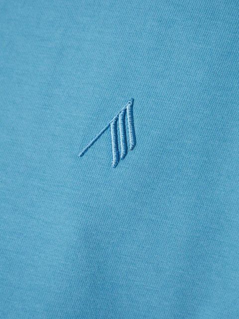 The Attico mock-neck embroidered-logo T-shirt - Blue