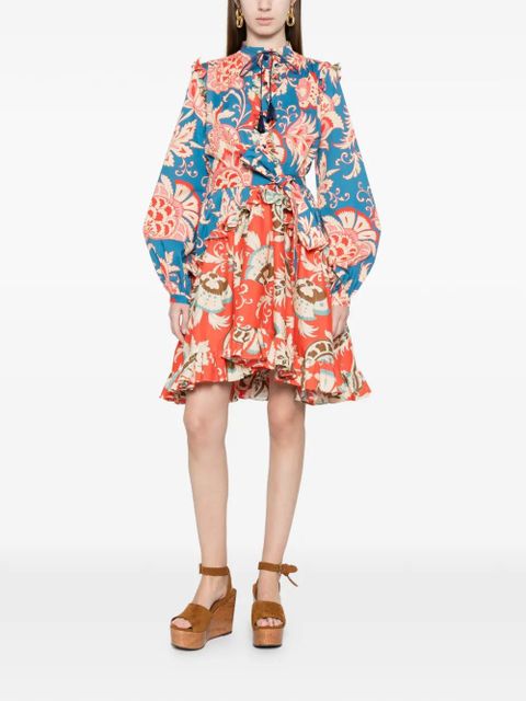 ETRO floral ruffled mini dress - Blue - zdjęcie produktu nr 2