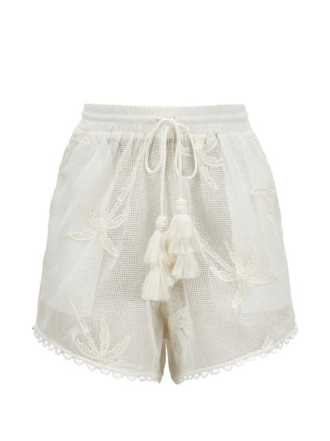 FARM Rio palm trees tassel mini shorts - White - zdjęcie produktu nr 1