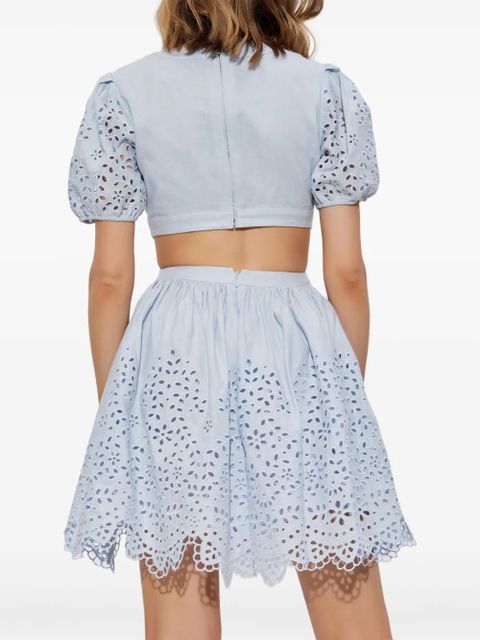 Self-Portrait linen-cotton dress - Blue