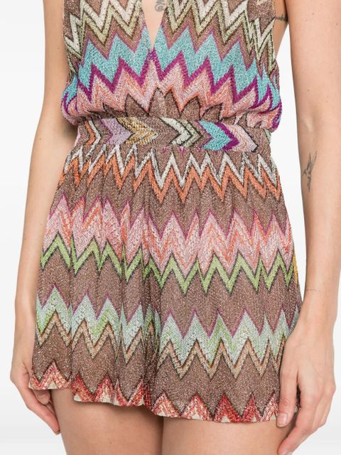 Missoni chevron V-neck playsuit - Brown
