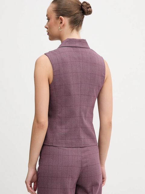 United Colors of Benetton kamizelka kolor fioletowy dwurzędowa 2X8MDJ00O