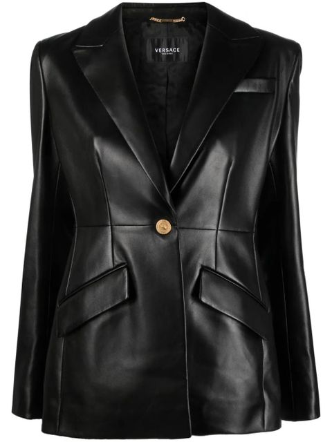Versace single-breasted leather blazer - Black - zdjęcie produktu nr 1