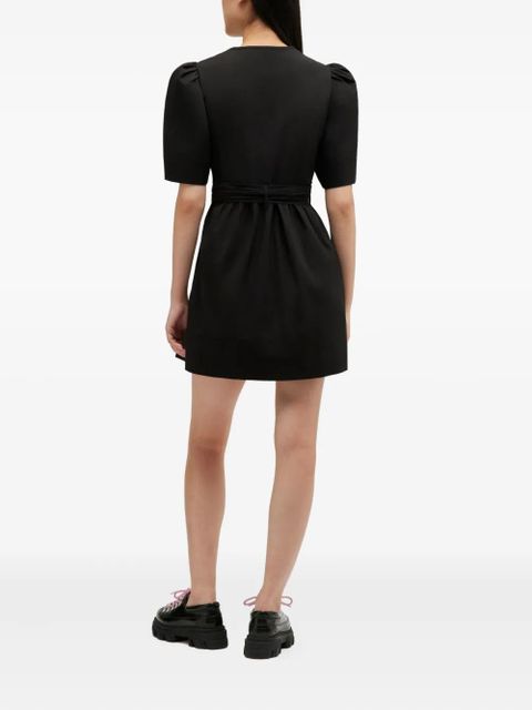 GANNI bow belted mini dress - Black