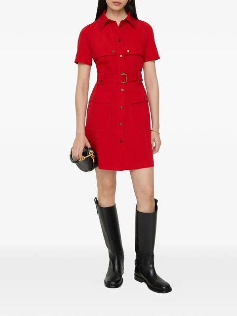 Burberry buckle belted wool mini dress - Red - zdjęcie produktu nr 2