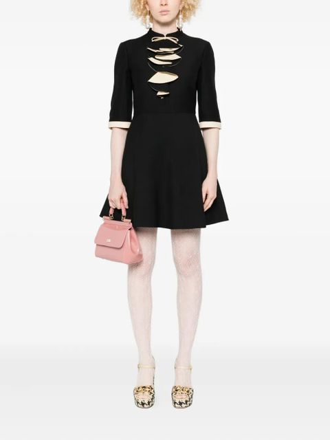 Valentino Garavani bow-detailed ruffled mini dress - Black