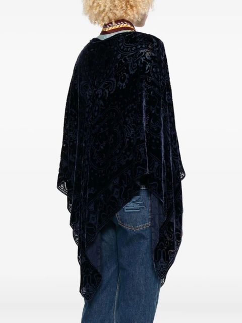ETRO paisley-velvet poncho - Blue