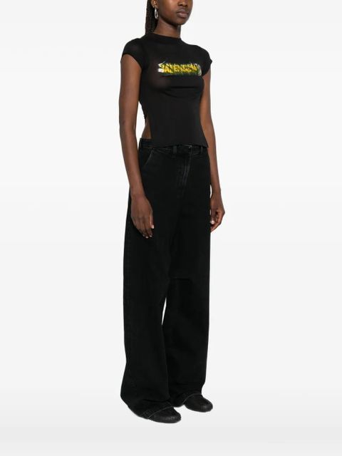 Balenciaga Messy Spray logo-print side-slit T-shirt - Black