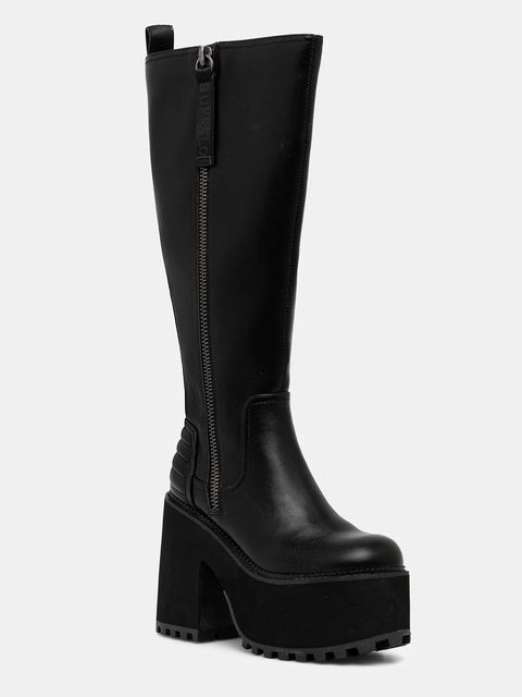 Buffalo kozaki Killah Hi Zip damskie kolor czarny na słupku 1220079-BLK